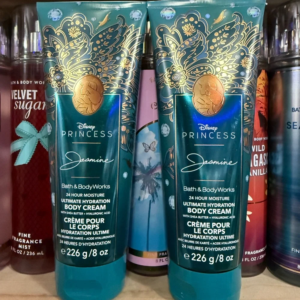 2 bbw Disney Princess Jasmine Hydrating Body Cream - Teal and Gold